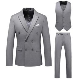 Jackets S6xl (jacket+pants+vest) Men Suits Double Breasted 2021 Latest Design Double Breasted Groom Wedding Tuxedos Best Costume Homme