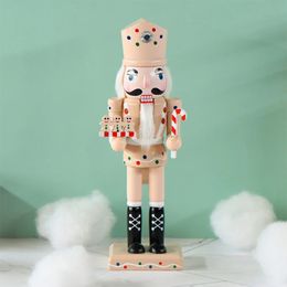 25CM Christmas Nutcracker Puppet Wooden Handmade Nutcracker Soldier Gingerbread Man Doll Ornament Christmas Gift Home Decoration 240105