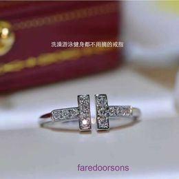 Top original Tifannissm Women's Ring online shop Stone Double T Small Row Diamond 925 Silver Plated Gold fading Over Test Have Original Box