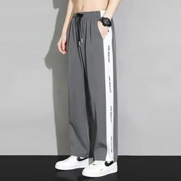 Dresses Spring Summer Men Casual Sweatpants Koreon Fashion Streetwear Male Elastic Waist Baggy Wide Leg Straight Thin Sports Trousers