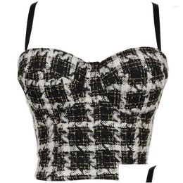 Bustiers Corsets Plaid Corset Bras Short Bustier Tops Women Fashion Korset Party Holiday Bodice Black Red Sexy Lingerie Overbust D Dhtqh