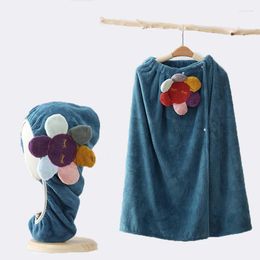 Towel 2 Piece Set Girl Home Bathroom Absorbent Soft Dry Hair Cap Bath Cartoon Cute Coral Velvet Dress Woman