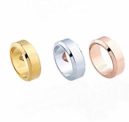 Europe America Style Ring Men Lady Women Titanium steel Engraved Double Beveled Edge Lovers Rings Size US6-US119967362