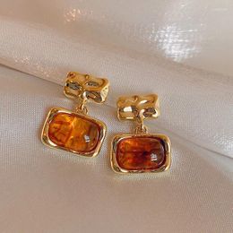Stud Earrings Light Luxury Retro Square Resin For Women Student Fashion Simple Acrylic Jewelry Accessories Gifts