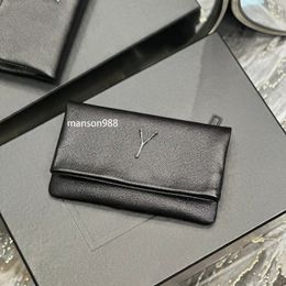 10A Mirror Quality Designer Bag Solid Black Luxury Clutch Bag Folding Flap Bag Leather Woman Bag West Hollywood Wallet with Box
