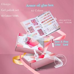 Glenys42pcs nail polish adhesive tape color card semi permanent UV immersion gel nail salon nail art varnish 240105