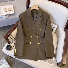Women's Suits Fashion Blazers For Women Jackets Spring Summer Office Ladies Long Coats Notched Double Breasted Outerwear Blazer