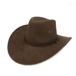 Berets Western Cowboy Cowgirl Fedora Hats Men Hat Big-edge Gentleman Jazz Gifts West Mongolian Caps