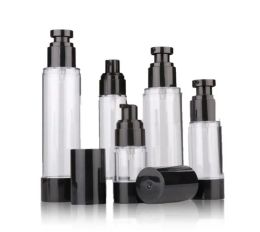 15ml 30ml 50ml 80ml 100ml Empty Black Airless Pump Dispenser Bottle Refillable Lotion Cream Vacuum Spray Bottles Atomizer BJ