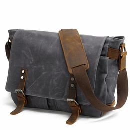 Fashion Thick Wax Canvas Men Shoulder bag Messenger bag Men Crossbody Bag Vintage male Leisure Sling bag Casual Boy 240104