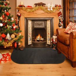 Fireproof Hearth Rug Flame Resistant Fireplace Rug Half Round Floor Protective Rug 2-Layer Fibreglass Fireproof Wood Stove Mat 240105