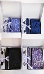 New 100 Silk Classic Men Neck Ties Clip Hanky Cufflinks sets Floral brand Formal Wear Business Wedding Party Mens Tie K103253111