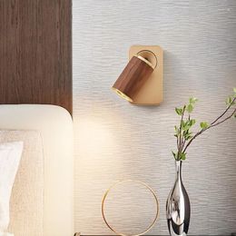 Wall Lamp Full Spectrum Walnut Adjustable Anti Blue Light Reading Bedroom Study Living Room Background