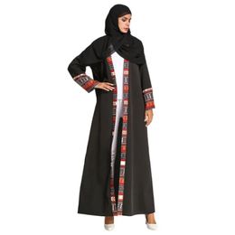 Clothing Contrast Color Cardigan Black Chiffon Long Coat Dress For India Pakistan Muslim,Mid East Arabic Dress Abayas Arabic Dresses Prom