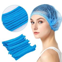 100 PCS Disposable Non Woven Hair Hat Elastic Waterproof Mesh Shower Bath Cap for Kitchen Beauty Head Cover Accessories Supplies 240105