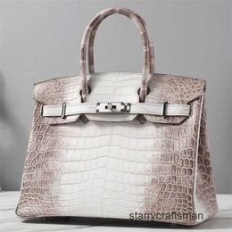 Tote Bags Designer Himalaya Crocodile Handbags White Luxury Platinum Bag Pure Handmade High end Crocodile Skin Women's Bag WN-J6CN