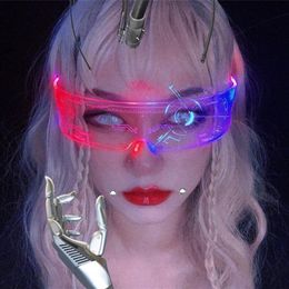 49345 Funny Party LED Luminous Sunglasses Punk Goggle Men Women Fashion Shades UV400 Vintage Glasses J1211291g