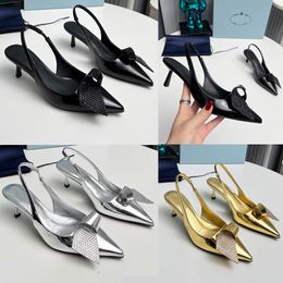 Patent leather slingback pumps 1I345N Decollete slingback in vernice escarpins a bride arriere en cuir verni dinner heels Luxury high heels brand women heel 35 42