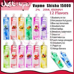 Multi-flavor Vapme Shisha 15000 Puffs Disposable E Cigarettes Mesh Coil 25ml Pod 650 mAh Battery Electronic Cigs Puffs 15K 2% 12 Flavours Vape Pen Fast delivery