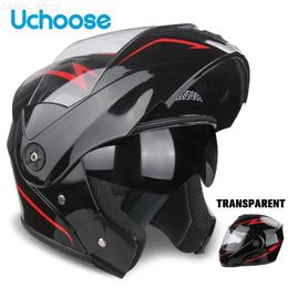 Motorcycle Helmets 2022 UCHOOSE New Motorcycle helmet full face racing with Double sun visor Women man flip up Double lens DOTL24014