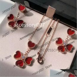 designer jewelry necklace 18K Gold Luxury Brand Clover Designer Love Heart Van Red White Charm Mother Of Pearl Necaklce Bracelets