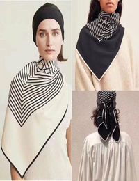 Simple Spring Autumn Silk Scarf Women Silk Black and White Striped Wild Silk Scarf Fashion Accessories5325498