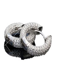 Men Women Blingbling Earrings Gold Silver Color Full CZ Diamond Earrings Hoop Punk Rock Hip Hop Jewelry7610030