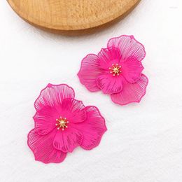 Dangle Earrings Chinese Retro Style Hollow Metal Flowers For Women Suitable Daily Wear Holiday Gift Elegant Jewellery 2024