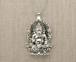 Vintage SilversLord Ganesh God of Fortune Pendant Hindu Elephant Charms CHAIN Choker Statement Necklace Pendant Woman Fashion Jewe9001570