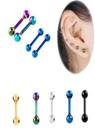 Punk Fashion Women Body Jewellery Ear Stud lage Helix Tragus Piercing Earrings 18G Pole Stainless Steel Barbell Earring Nail 50pcs/lot3624172