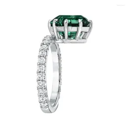Wedding Rings Fashion Desgin Ring Big Square Sky Green Stone For Women Jewelry Engagement Gift Luxury Inlaid