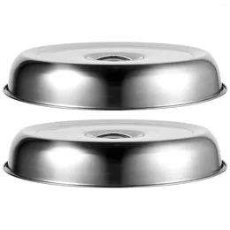 Dinnerware Sets 2 Pcs Vegetable Cover Round Dish Household Steak Stainless Steel Kitchen Tool