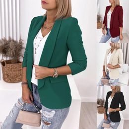 Women's Suits Solid Colour Lapel Pocket Suit Jacket And Rain