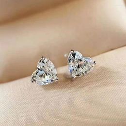 Stud Earrings Anziw 2.0CTW. Heart Shaped For Women Girls 925 Silver Solitaire Shiny Created Gemstone Fine Jewellery Gifts