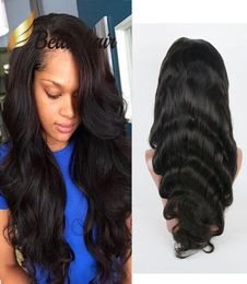 HD Transparent Lace Wig Body Wave Wavy Full Frontal Wigs PrePlucked Bleachable Black with Natural Hairline Bella Hair6788398