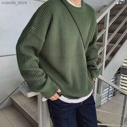 Men's Sweaters Korean Fashion Sweaters Men Autumn Solid Color Wool Slim Fit Street Wear s Clothes Knitted Sweater Pullovers Q240105