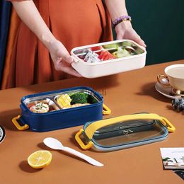 Bento Boxes New 304 Stainless Steel Lunch Box Bento Box For School Childs Office Worker 2layers Microwae Heating Container Food Storage Box YQ240105