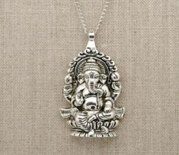 Vintage SilversLord Ganesh God of Fortune Pendant Hindu Elephant Charms CHAIN Choker Statement Necklace Pendant Woman Fashion Jewe1900296