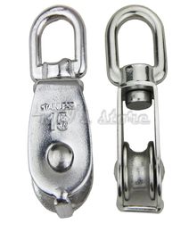 2PCS Single Wheel Swivel Lifting Rope Pulley Block Heavy Duty Stainless Steel2376805