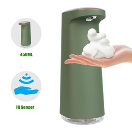 450ML Foam Liquid Soap Dispenser Hand Free USB Rechargeable Portable Touchless Automatic Foaming For Bathroom Kitchen 240105