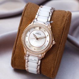 Women's luxury watch diamond dial ceramic steel band fashionable womenwatch wedding versatile designer watches