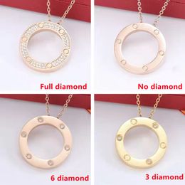 Love necklace Circel pendant Designer Jewelry luxury fashion Stainless Steel diamond pendants gold silver rose designer necklaces for women woman Valentine gift
