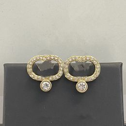20style Hot Sale 18K Gold Plated Luxury Designer Letters Stud Ear Hook channel Geometric Famous Women Crystal Rhinestone Pearl Earring Wedding Party Jewellery sx7i