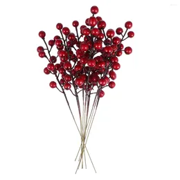 Decorative Flowers 10 Pcs Christmas Berries Simulated Berry Faux Branches Decoration Artificial Simulation