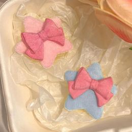 Hair Accessories Pink And Blue Color Plush Bow Cartoon Star Pentagrams Clip For Girls Simple Cute Sweet Girly Bangs Fashion