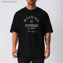 Men's T-Shirts Oversized Drop Shoulders Half Sleeve T-shirt Mens Summer Quick Dry Mesh Gym Clothing Bodybuilding Fitness Loose Sports T Shirt T240105