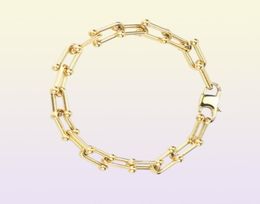 Link Chain Stainless Steel Hip Hop Unique U Link Gold Bracelet Street Dance Fashion Statement Jewerly Gift For Men Women50646155225421