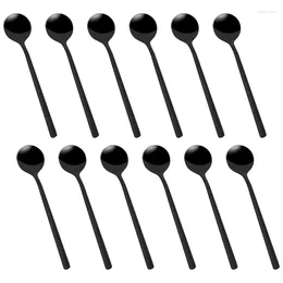Coffee Scoops LUDA Mini Dessert Spoons Black Plated Teaspoons Frosted Handle For Tea Ice Cream Cake Set Of 12