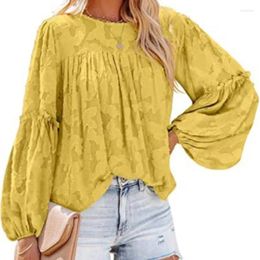 Women's Blouses Autumn 2024 Womens Chiffon Shirt Solid Color Lantern Sleeve Doll Dress Lace Hollow Top Female Casual Daily Clothing