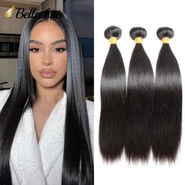 Wefts SALE 9A Peruvian Virgin Human Hair 3 Bundles Silky Straight Weaves Hair Wefts Extensions Strong Double Weft Natural Black BELLAHAI